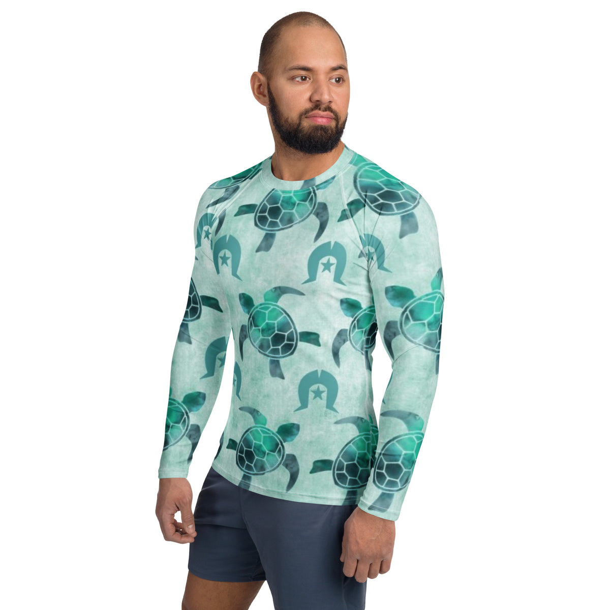 Turtle Rash Guard Aqua Turtle Pattern on Men's Rash Guard – Zenadth Kes Academy Shop