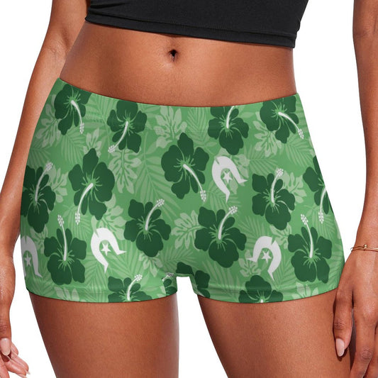 Hibiscus flowers with Dhari (Sea Grass Green) on 180gsm Women's Boxer Briefs