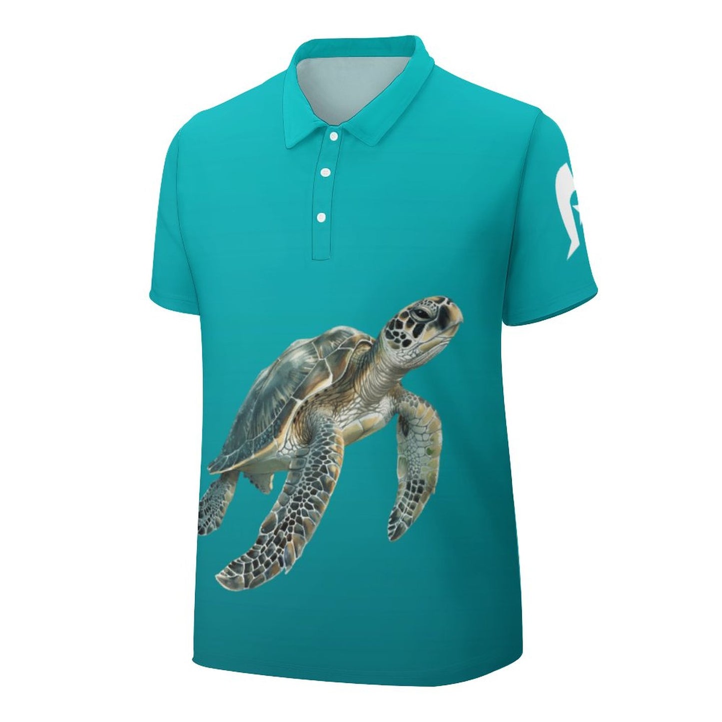 Turtle with White Dhari on Sea Green Men's Golf Polo