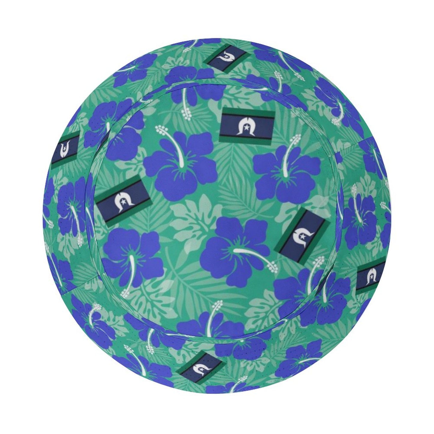 Hibiscus flowers with Torres Strait Flag on Bucket Hat