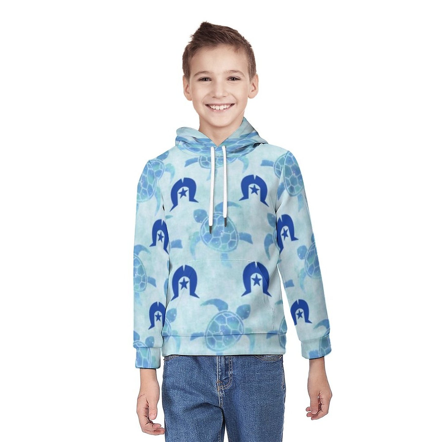 Blue Turtle Pattern on Youth's Hoodie