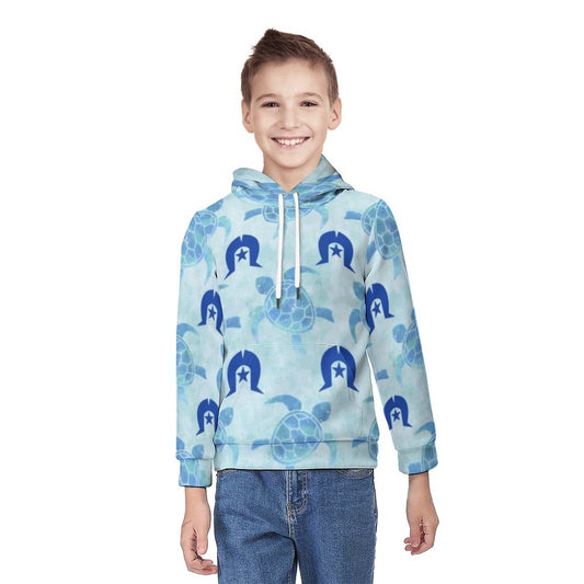 Blue Turtle Pattern on Youth's Hoodie