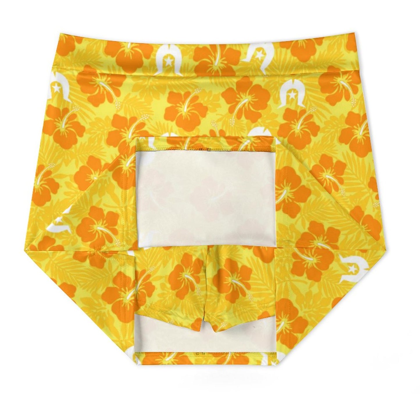 Hibiscus flowers with Dhari (Gold) on Anti-peep Skort with Pocket AMQ