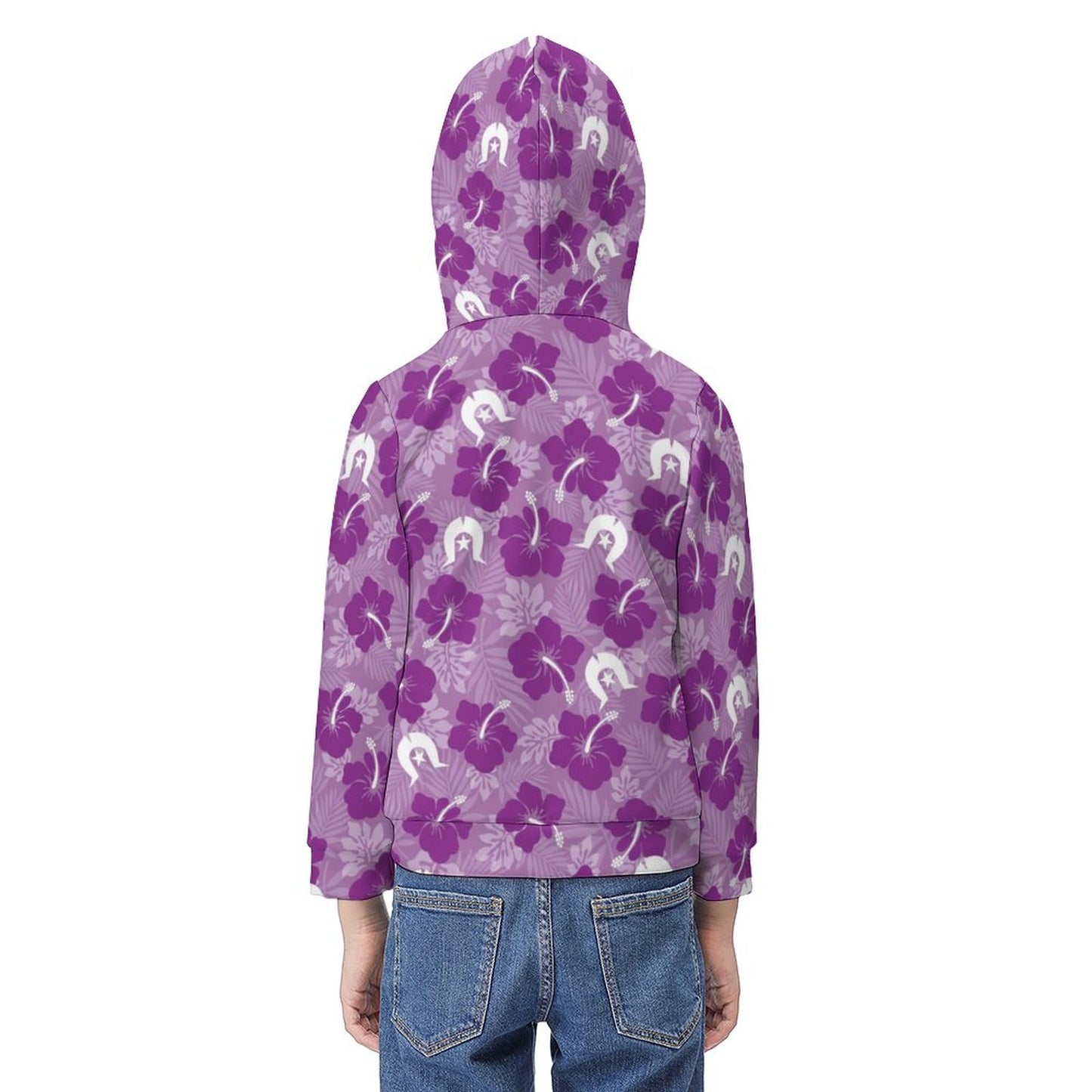 Hibiscus flowers with White Dhari (Royal purple) on Children's Hoodie