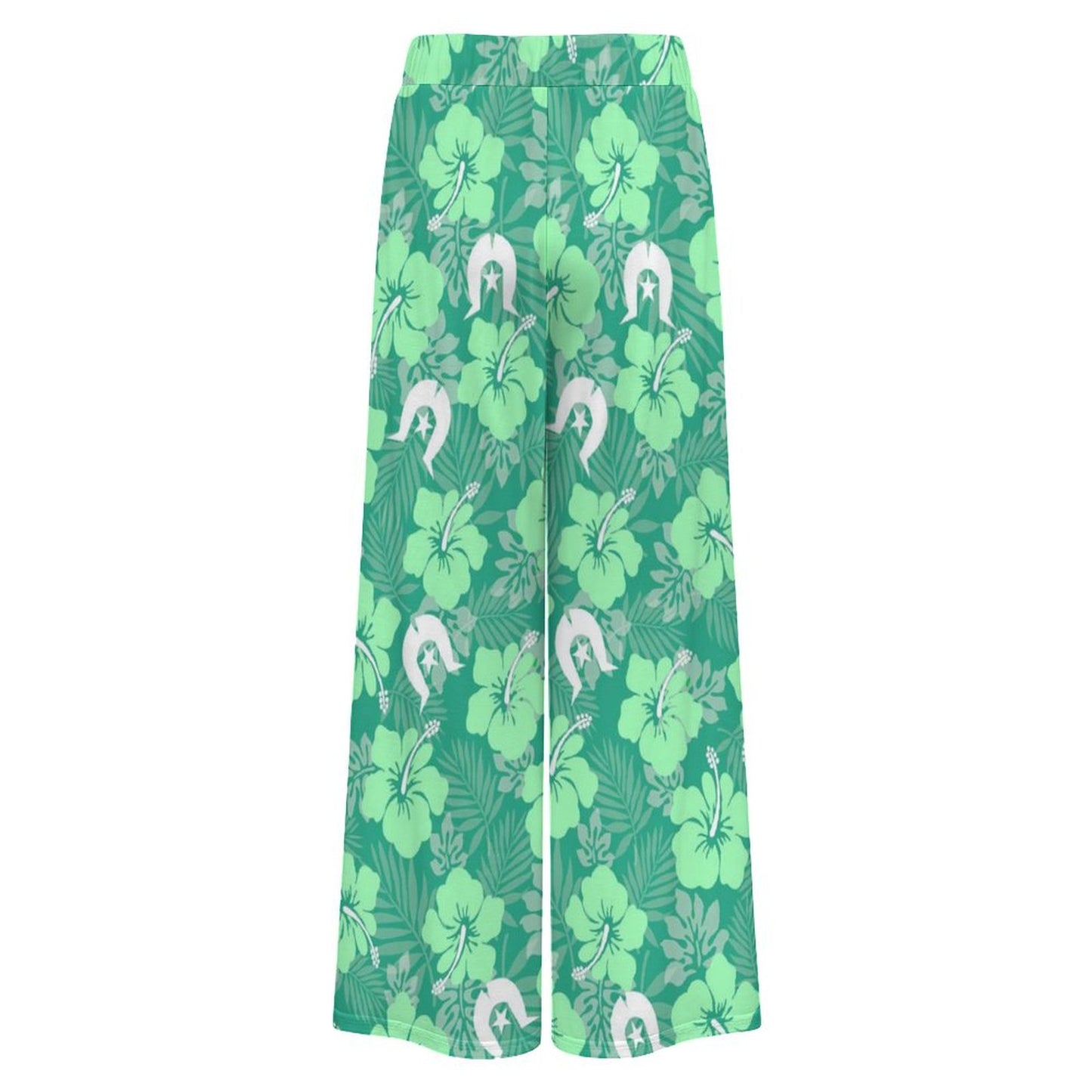 Hibiscus flowers with Dhari (Royal mint) on Women’s Wide-Leg Pants