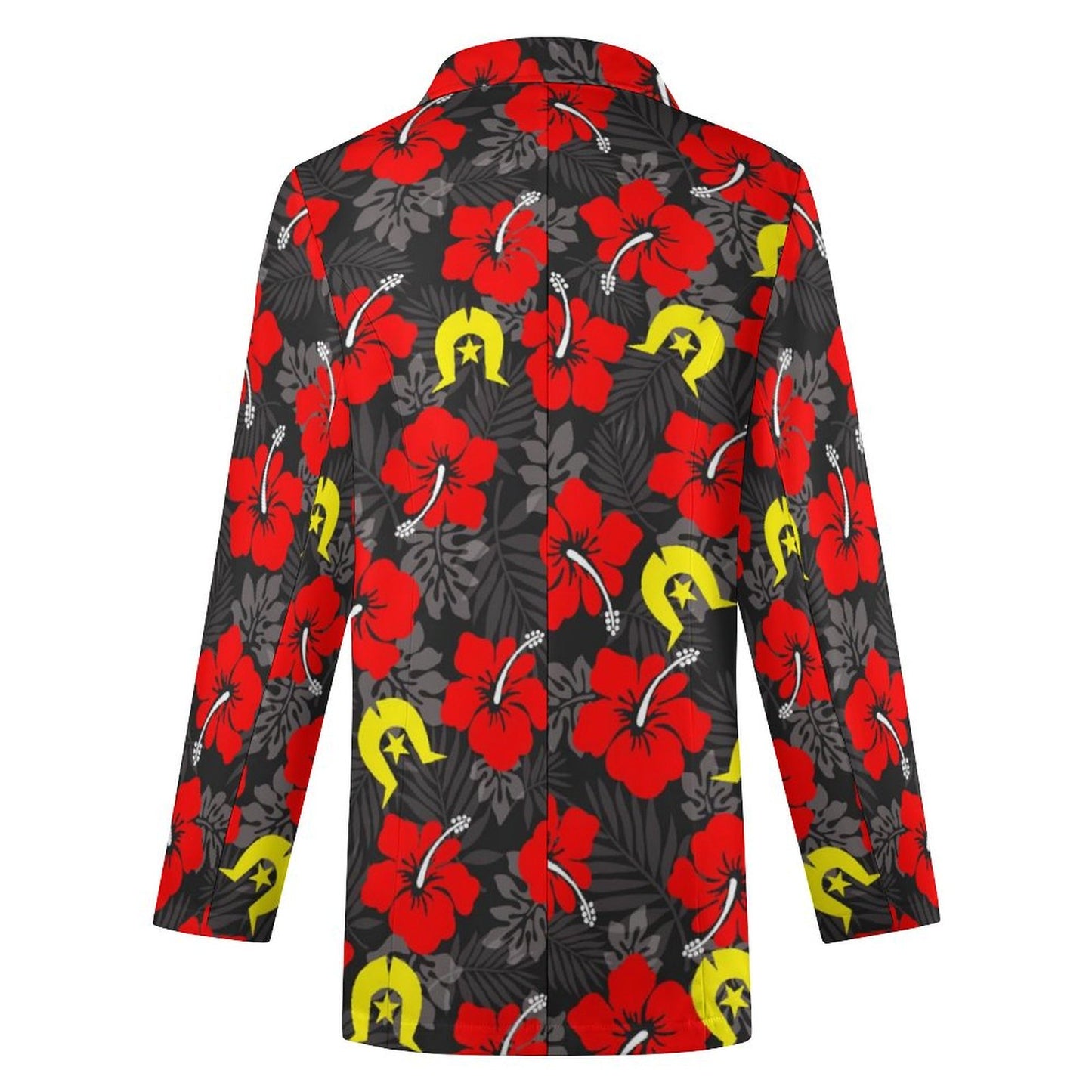 Royal Red Hibiscus with Yellow Dhari on Women's Blazer