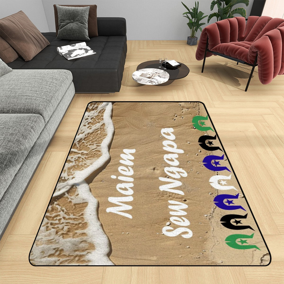 Maiem / Sew Ngapa / Welcome and Dhari on Small Area Rug Floor Carpet