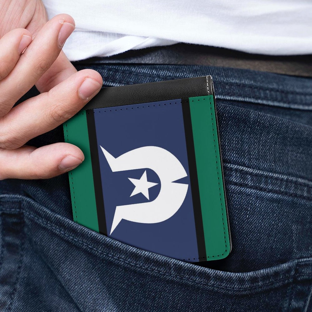 Torres Strait flag on PU Leather Wallets
