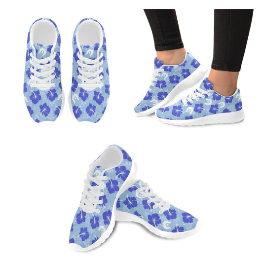 Hibiscus flowers with White Dhari (Sky blue) on Kid's Sneakers