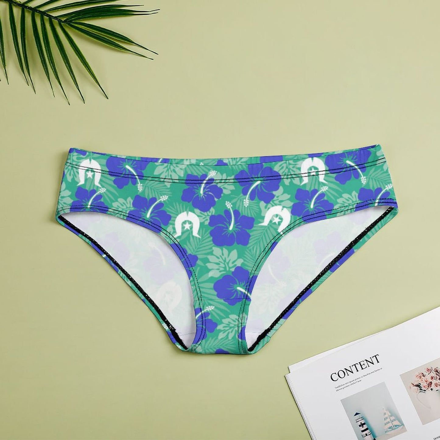 Royal Blue Hibiscus flowers with Dhari on Women's Low-Rise Panties