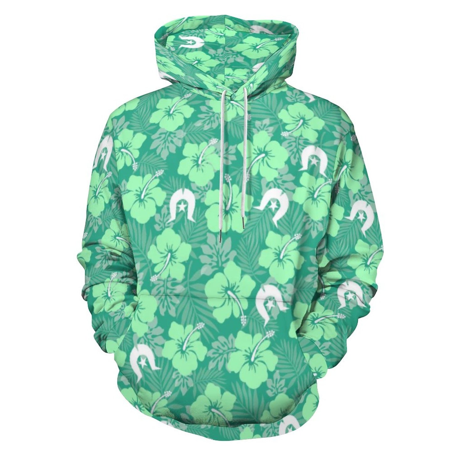 Hibiscus flowers with Dhari (Royal mint) on Men's Cool Hoodie with Double-layer Cap