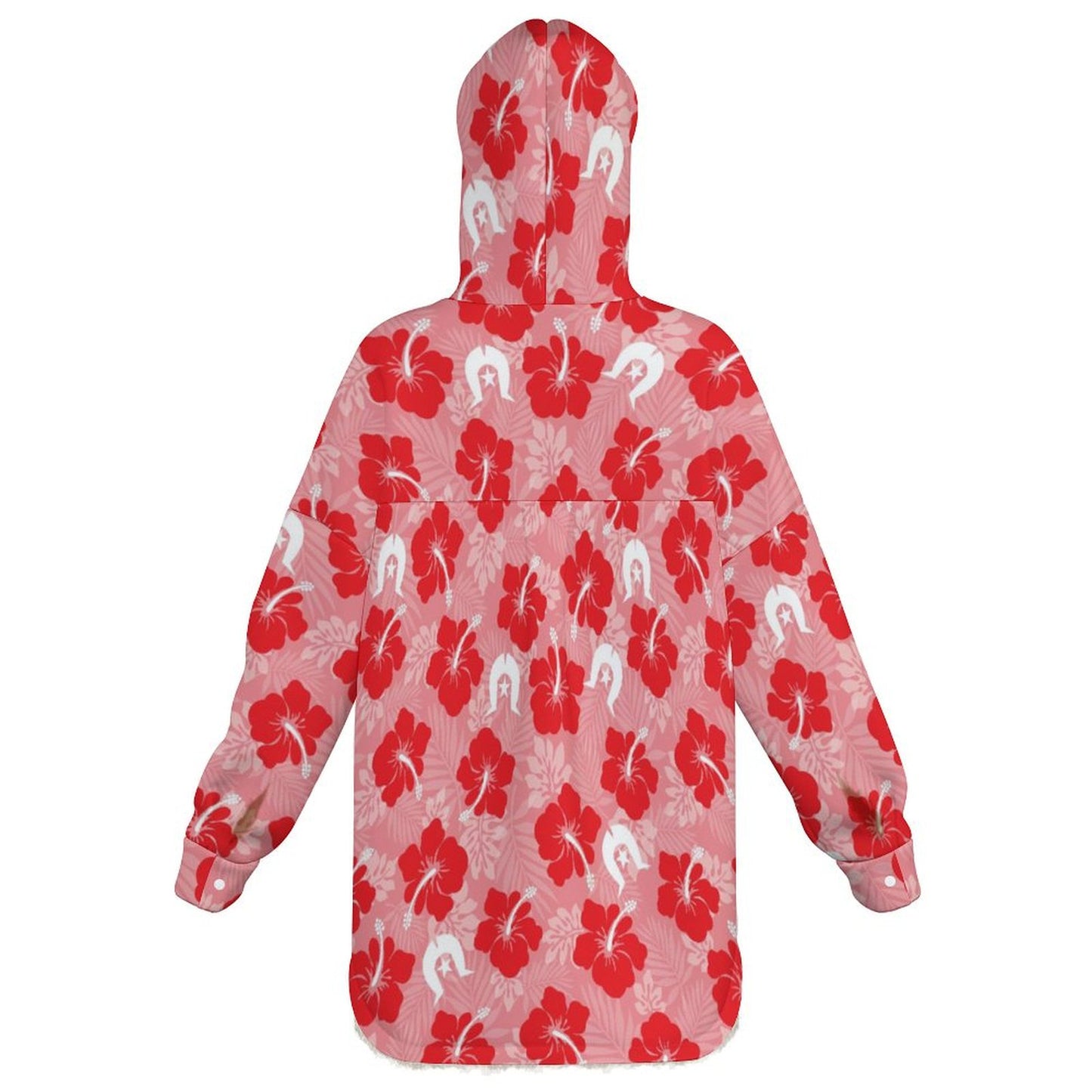 Hibiscus flowers with Dhari (Royal Pink) on Women's Full Snap Fleece Jacket