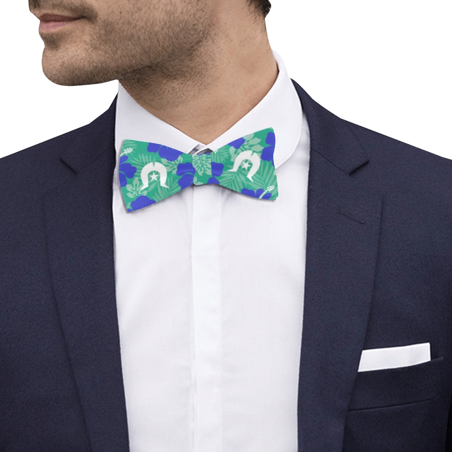 Royal Blue Hibiscus flowers with Dhari on Men's Bowtie