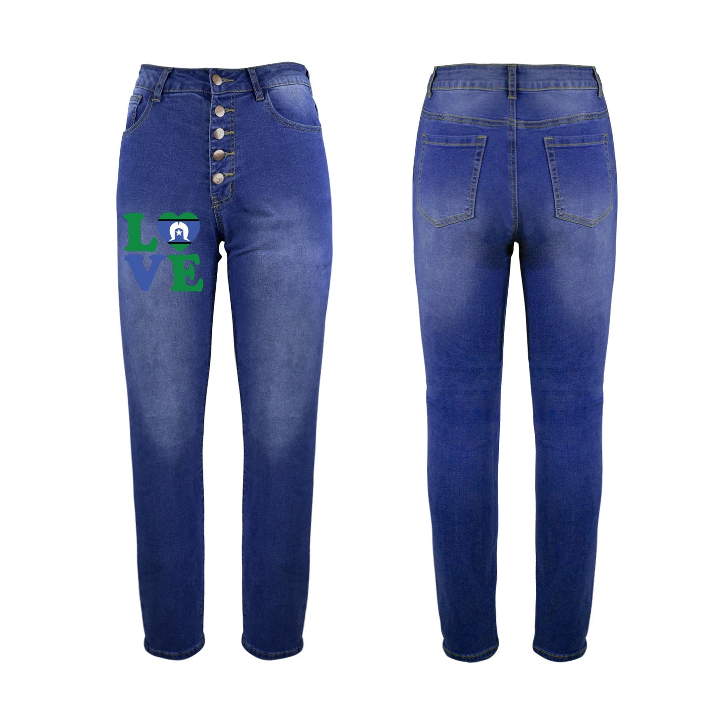 Torres Strait Flag with 'LOVE on 'Women's Jeans