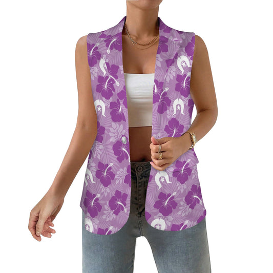 Hibiscus flowers with Dhari (Royal purple) on Women Sleeveless Suit Vest