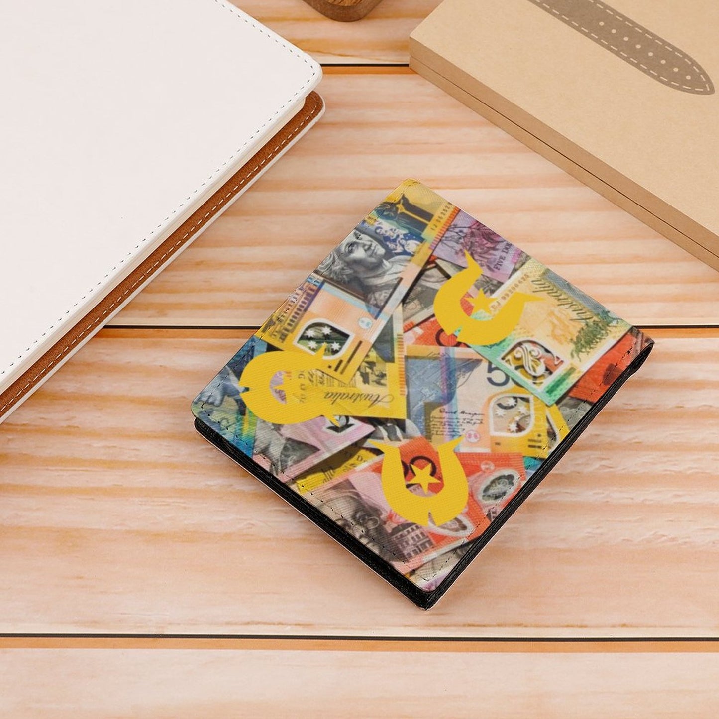 Gold coloured Dhari with Australian money (Version 2) on Card Holder Wallet 25