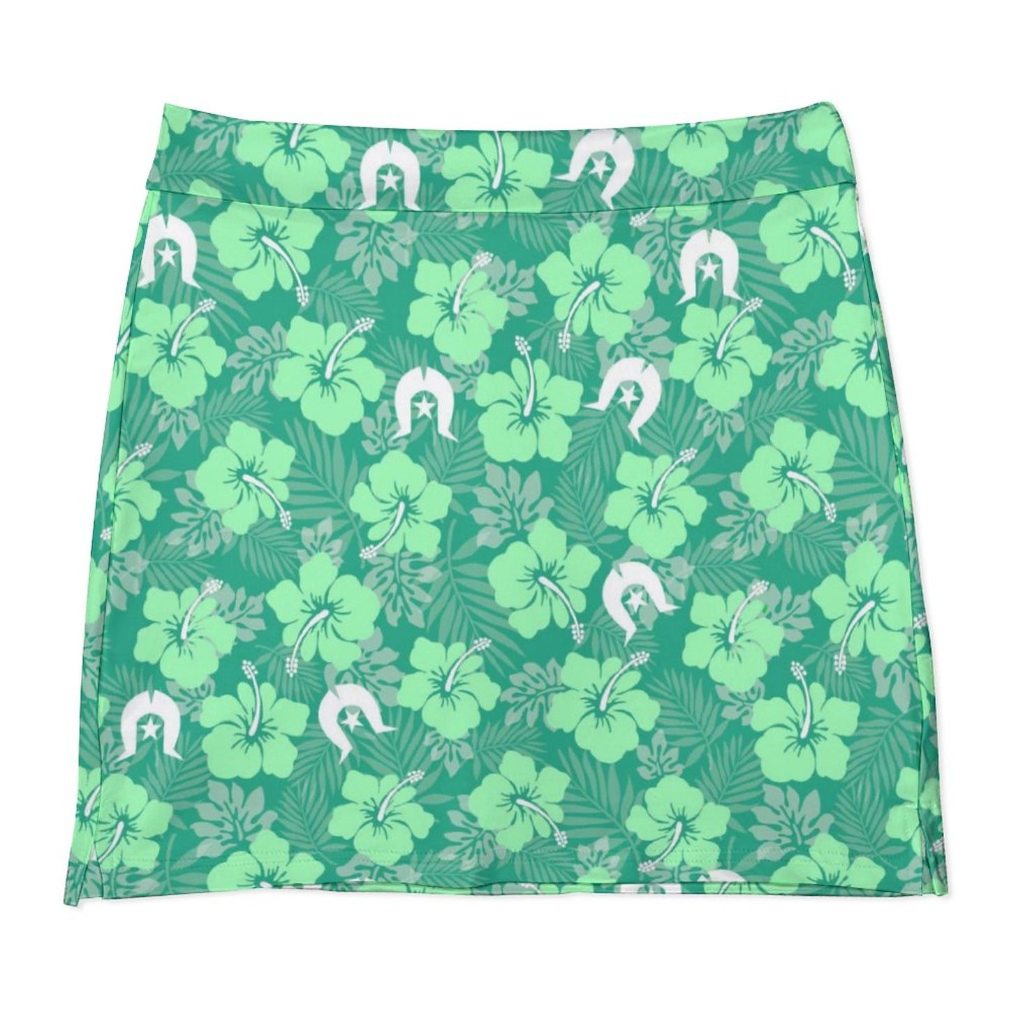 Hibiscus flowers with Dhari (Royal mint) on on Anti-peep Skort with Pocket AMQ