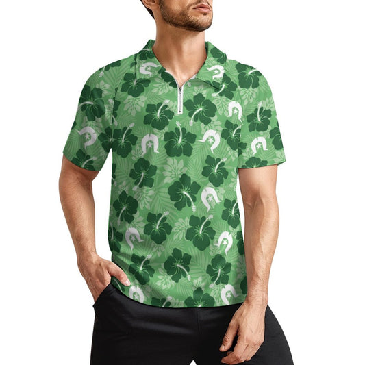 Hibiscus flowers with Dhari (Sea Grass Green) on Short Sleeved Sportswear Men's T Shirt