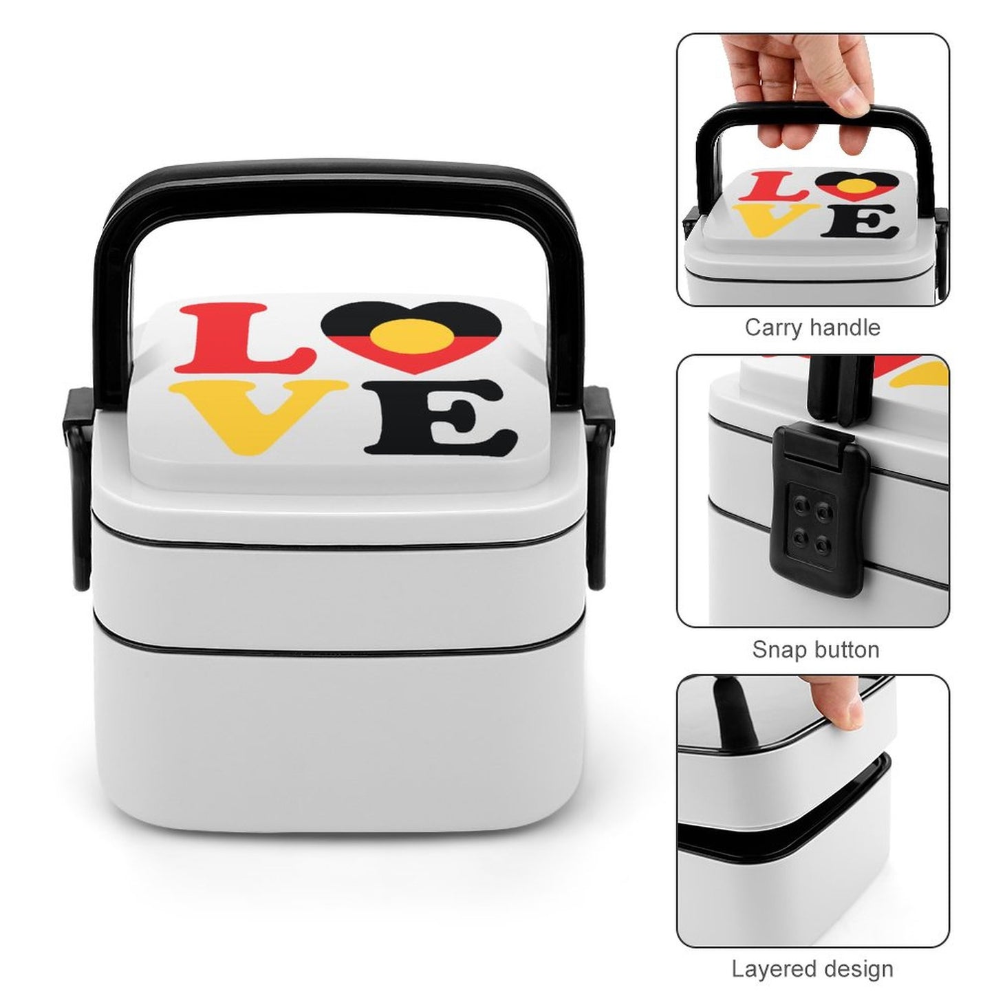 Aboriginal flag with LOVE on 2-Tier Stackable Bento Lunch Box