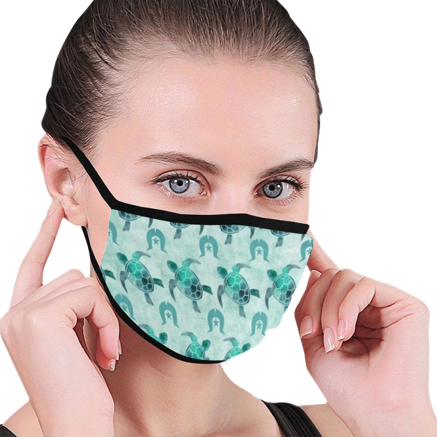 Aqua Turtle Pattern on Fabric facemask (30 PCS Filters Included)