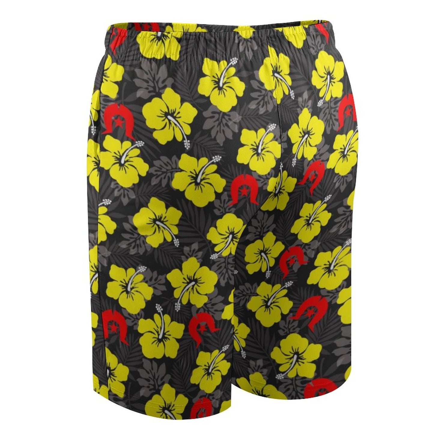 Royal yellow Hibiscus with Red Dhari on Kid's Beach Pants