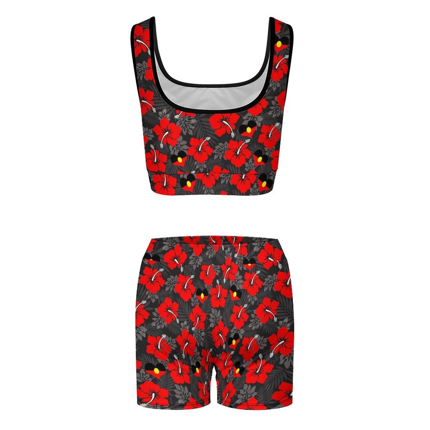 Royal Red Hibiscus and heart shaped Aboriginal flag on Yoga Workout Outfits