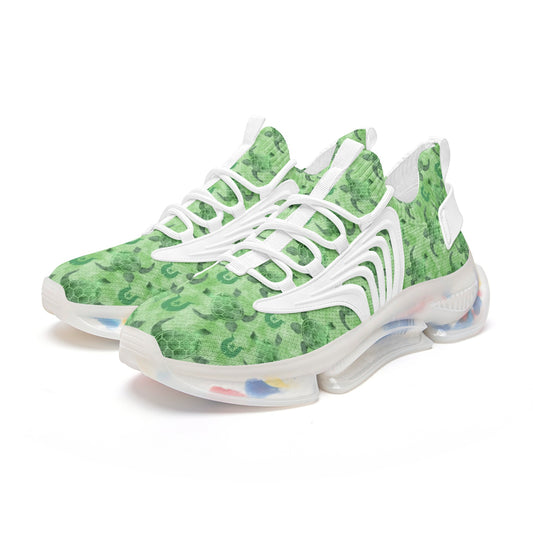 Green Turtle Pattern on Unisex Low Top Mesh Sneakers
