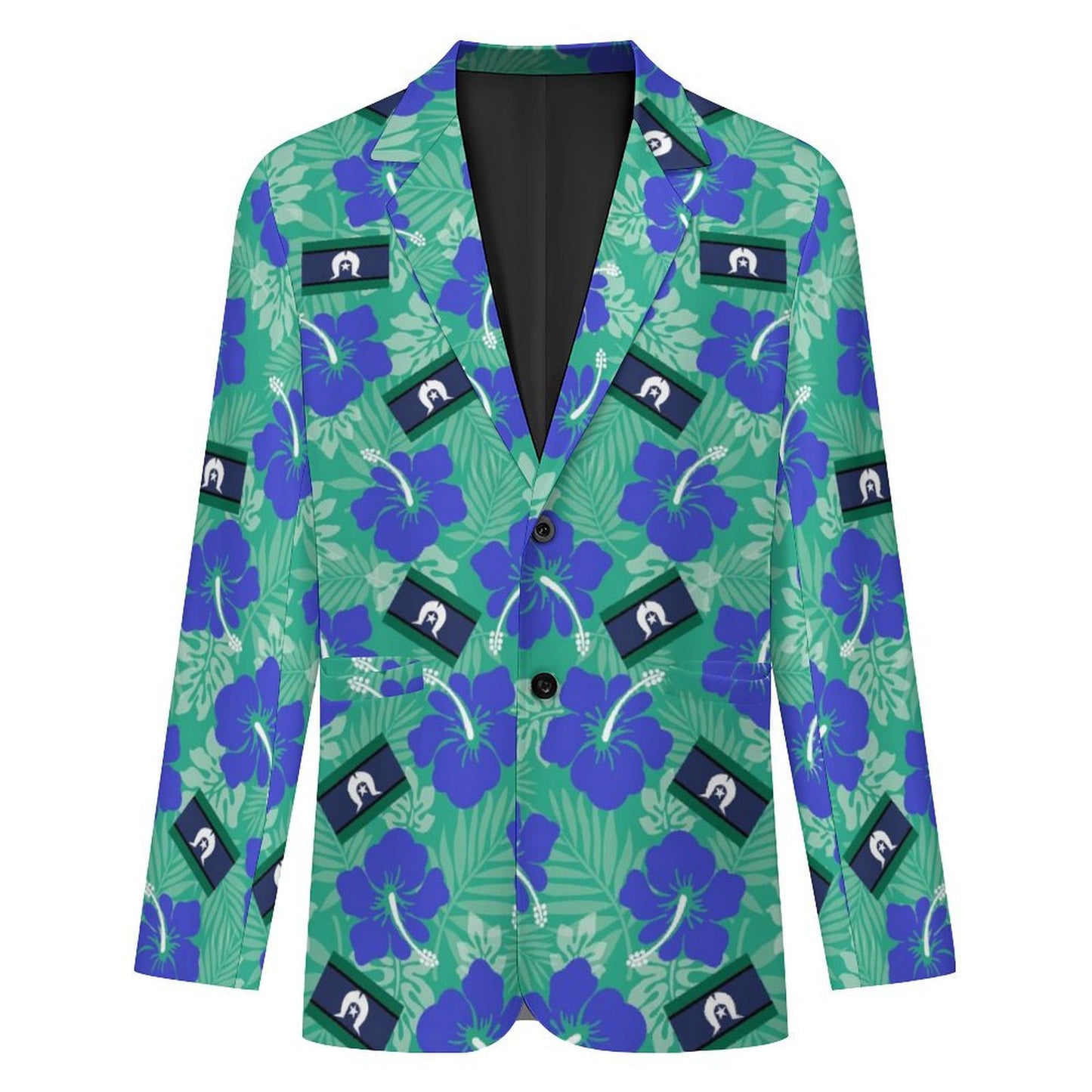 Hibiscus flowers with Torres Strait Flag on Men's Blazer