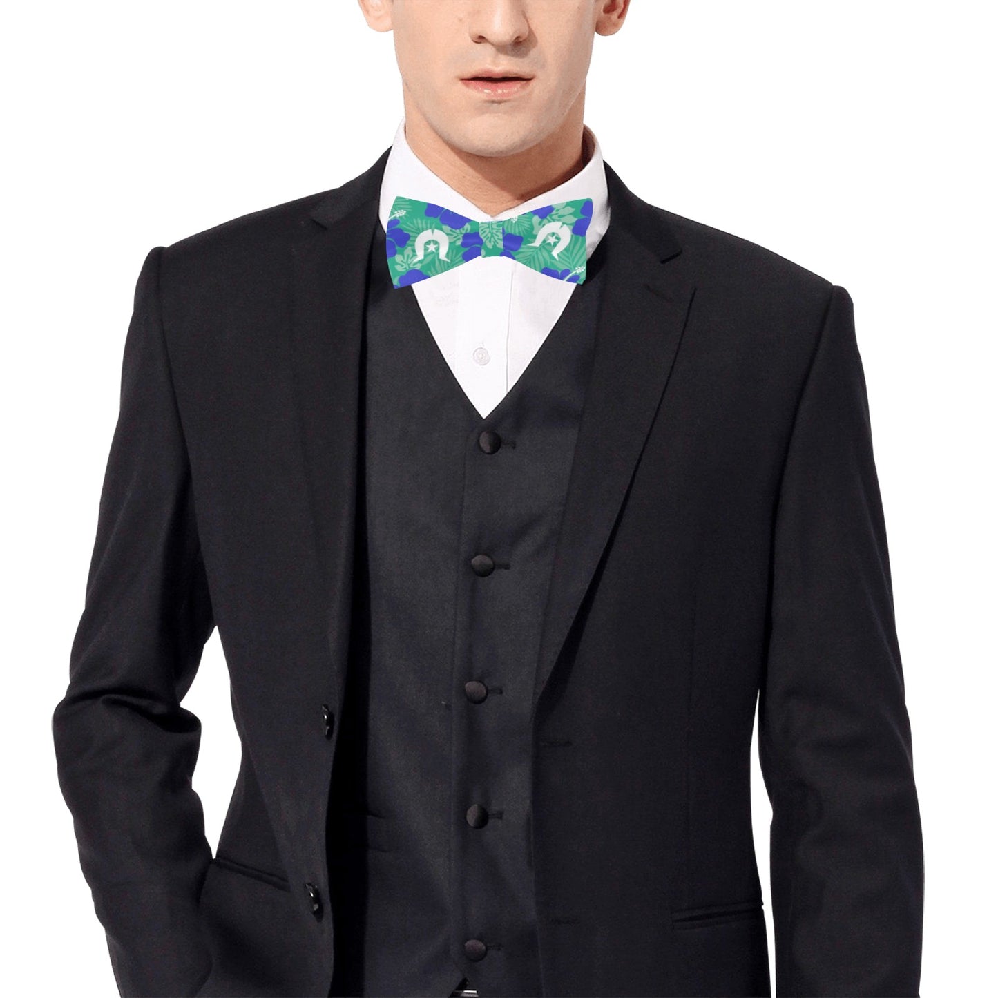 Royal Blue Hibiscus flowers with Dhari on Men's Bowtie
