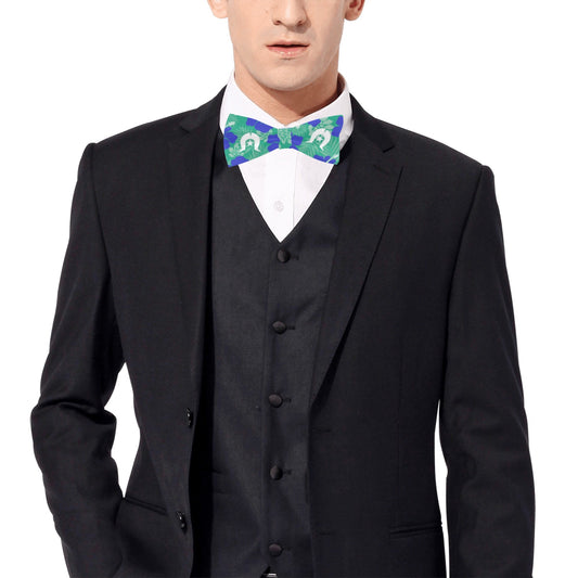 Royal Blue Hibiscus flowers with Dhari on Men's Bowtie