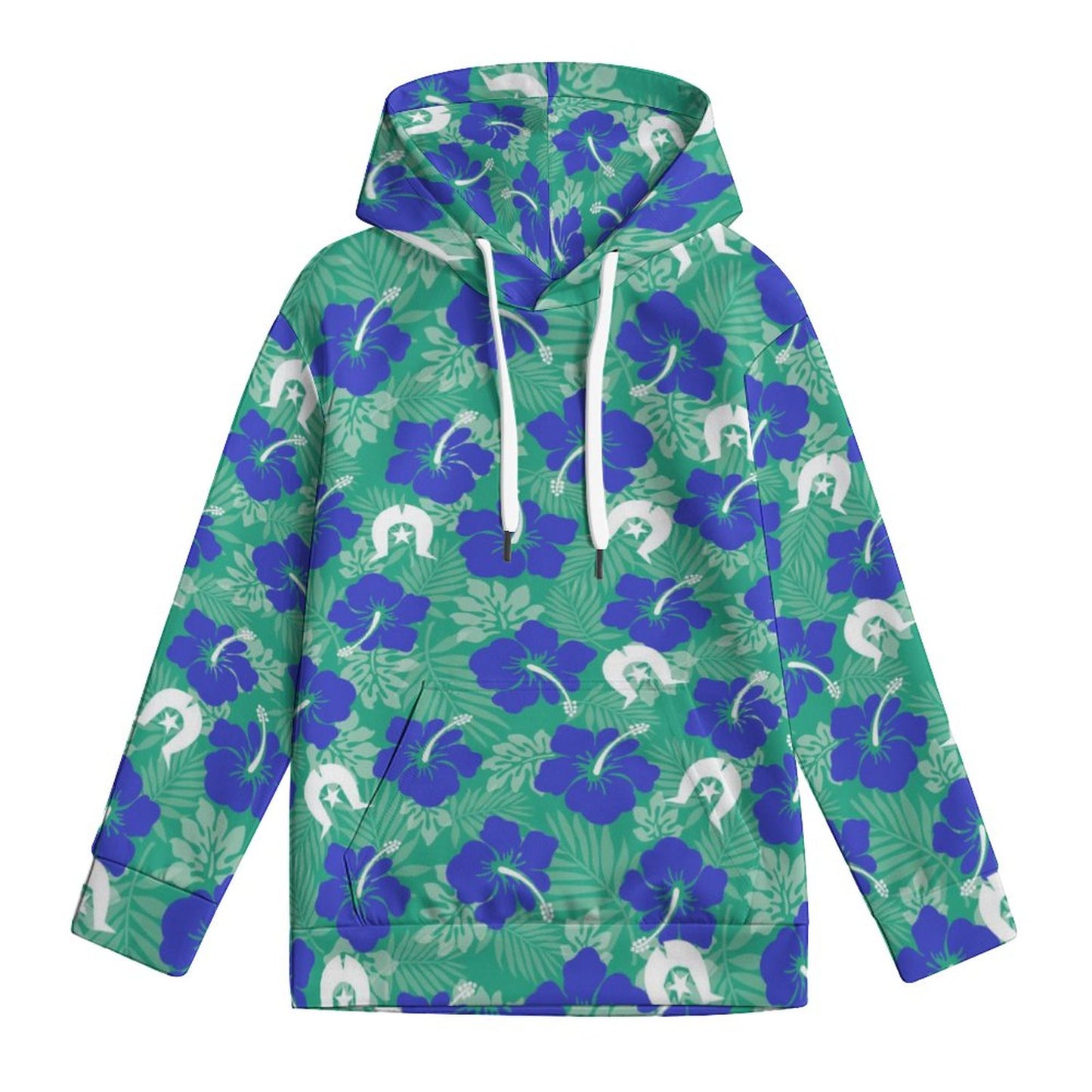Royal Blue Hibiscus flowers with Dhari on Youth's Hoodie