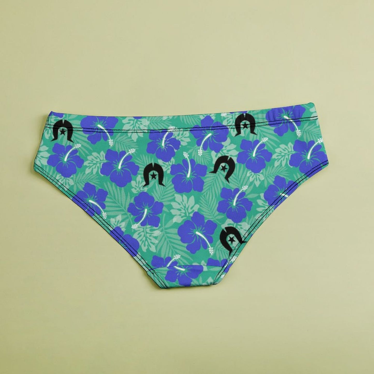 Royal Blue Hibiscus flowers with Black Dhari on Women's Low-Rise Panties