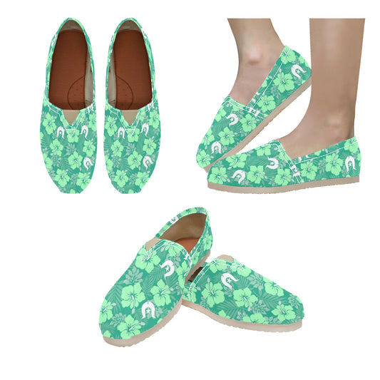 Hibiscus flowers with Dhari (Royal mint) on Men's Classic Canvas Slip-On Shoes
