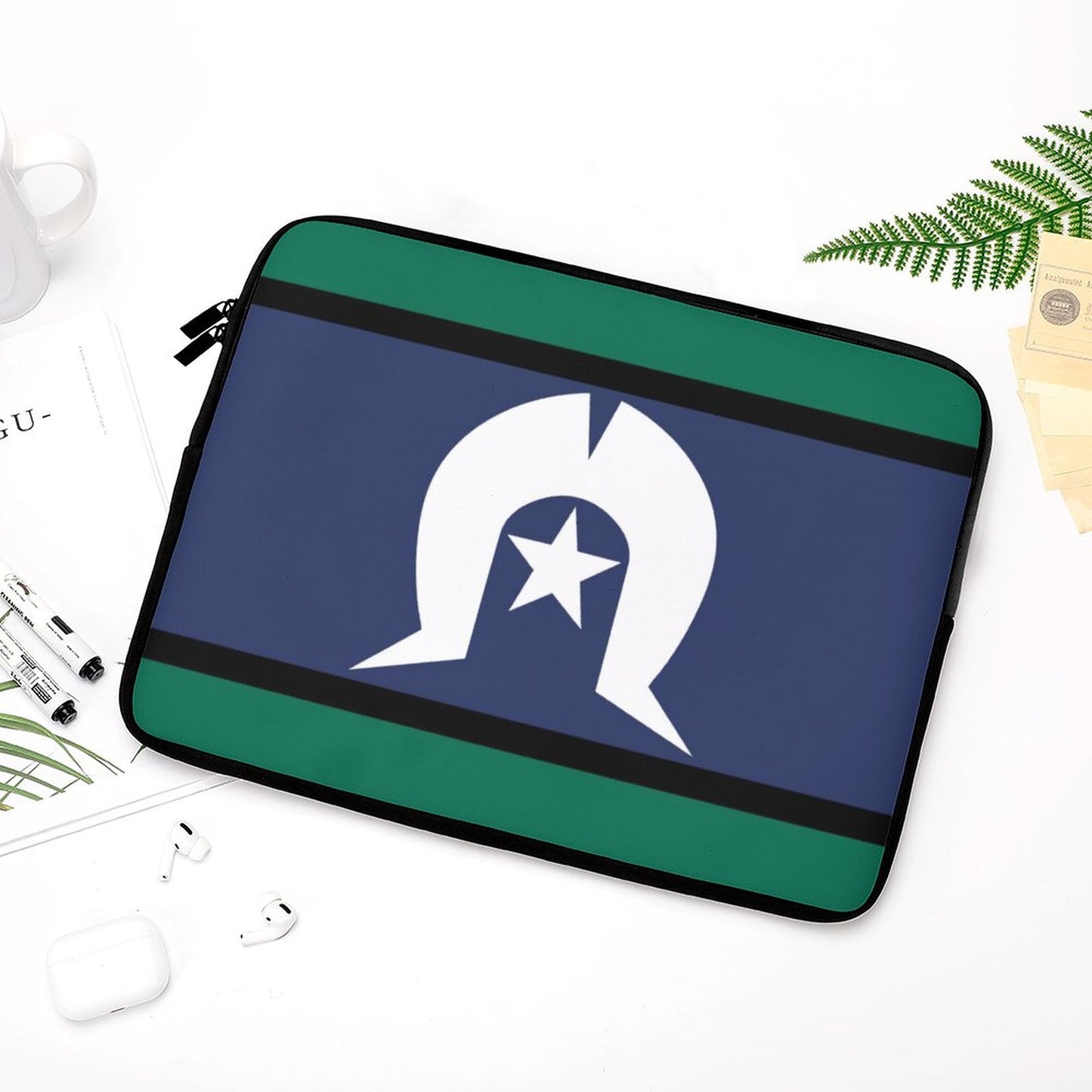 Torres Strait Flag on Laptop Case (1 Picture on 2 Sides)