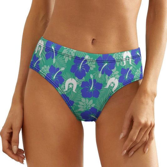 Royal Blue Hibiscus flowers with Dhari on Women's Low-Rise Panties
