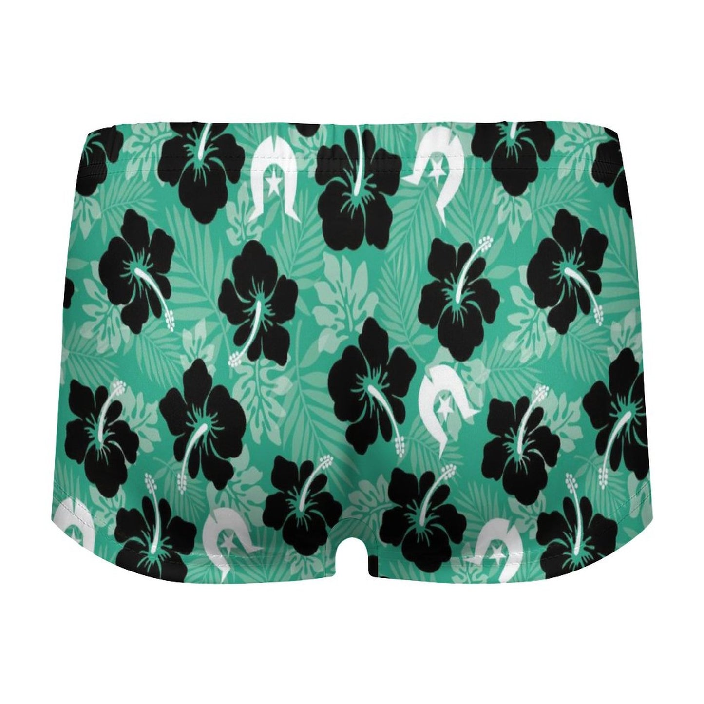 Black Hibiscus with White Dhari on 180gsm Women's Boxer Briefs