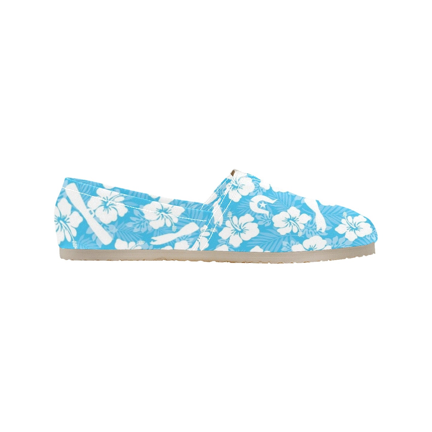 White Hibiscus flowers, Warup and Dhari on Men's Classic Canvas Slip-On Shoes