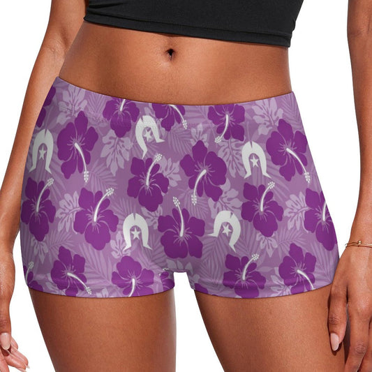 Hibiscus flowers with Dhari (Royal purple) on 180gsm Women's Boxer Briefs