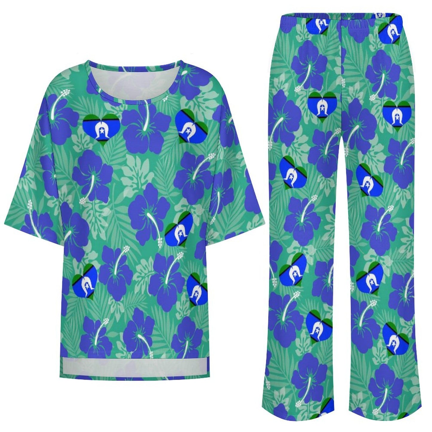 Hibiscus flowers with Torres Strait Heart Flag on Women's Mediterranean Style Set
