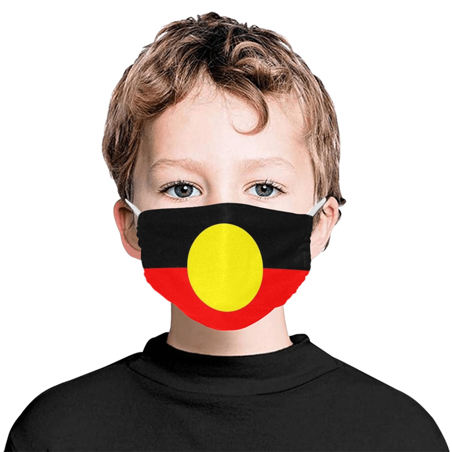 Aboriginal flag on Cotton Mask with Adjustable Strip (ModelM07) (Made In AUS)