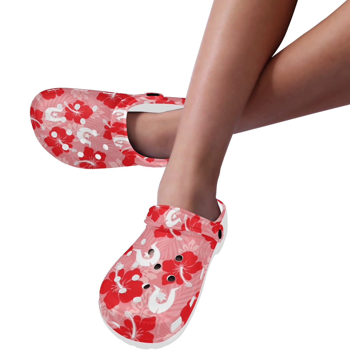 Hibiscus flowers with Dhari (Royal Pink) on Adults Clogs