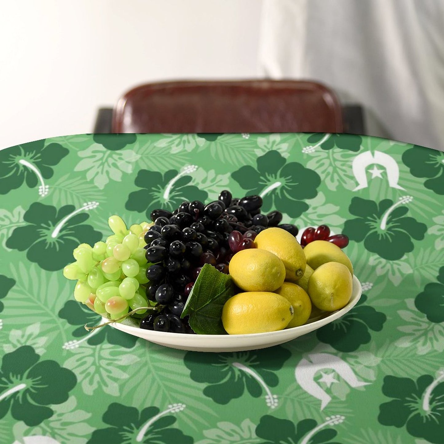 Hibiscus flowers with Dhari (Sea Grass Green) on Rectangle Tablecloth