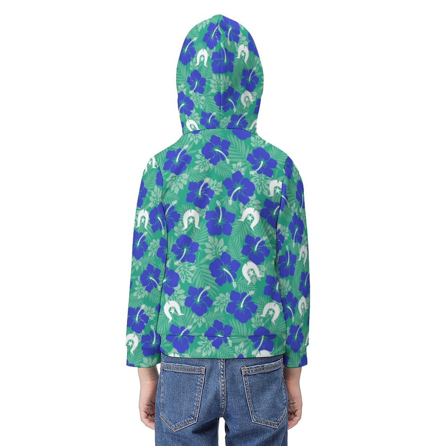 Royal Blue Hibiscus flowers with Dhari on Children's Hoodie