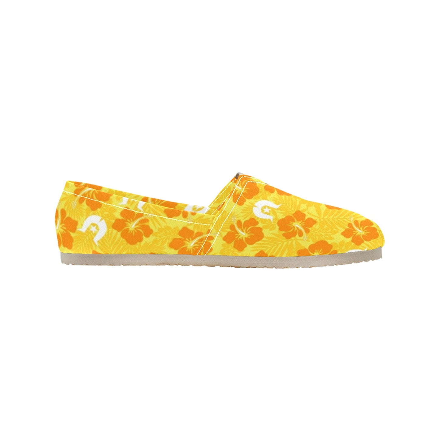 Hibiscus flowers with Dhari (Gold) on Men's Classic Canvas Slip-On Shoes