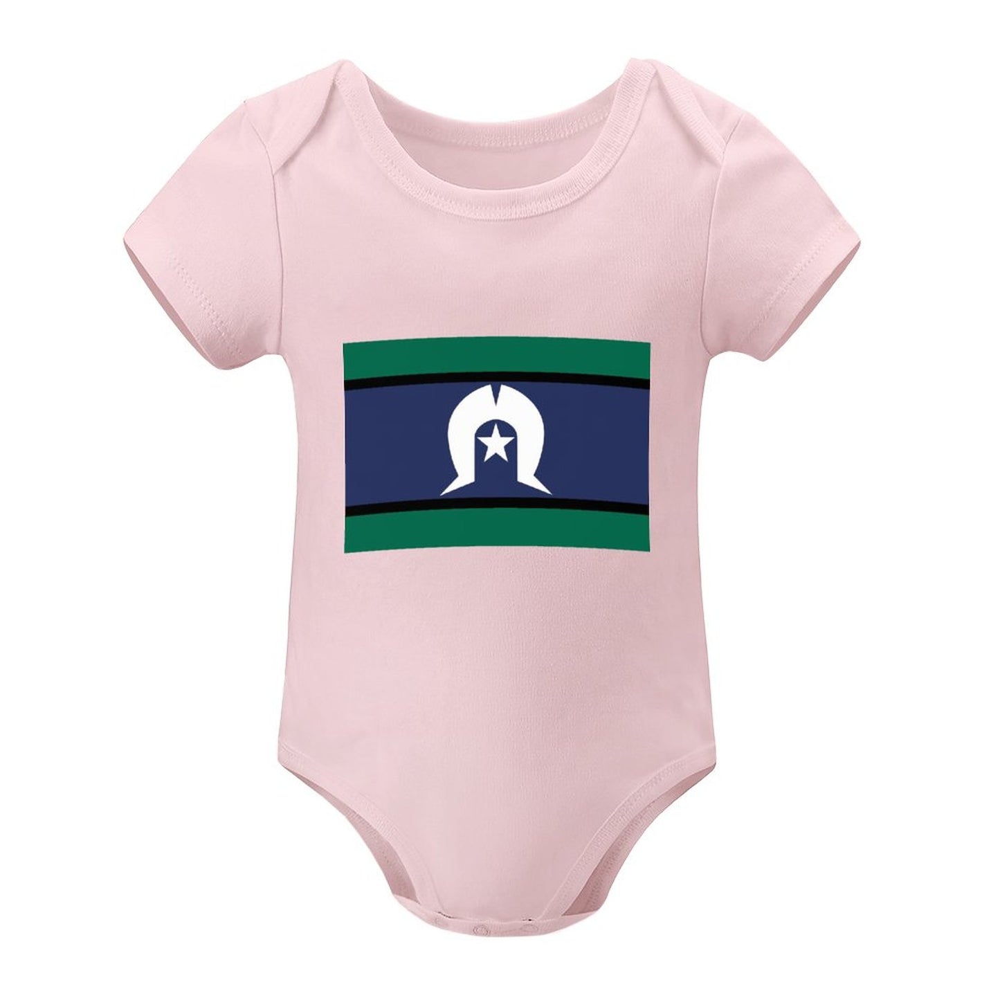 Torres Strait Flag on Short Sleeve Baby Romper