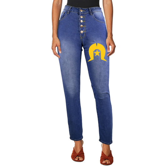 Gold coloured Dhari on Women's Jeans