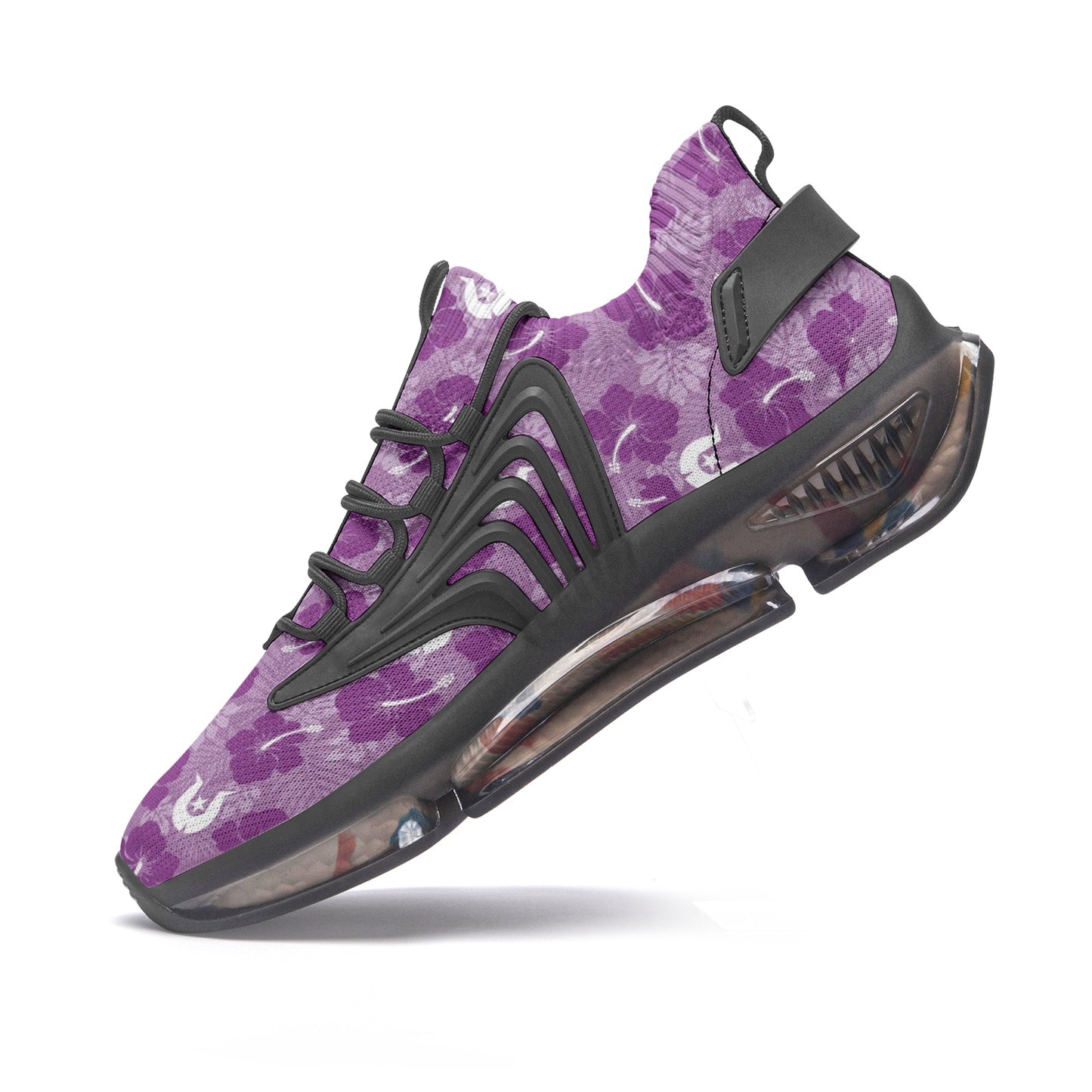 Hibiscus flowers with White Dhari (Royal purple) on Unisex Low Top Mesh Sneakers