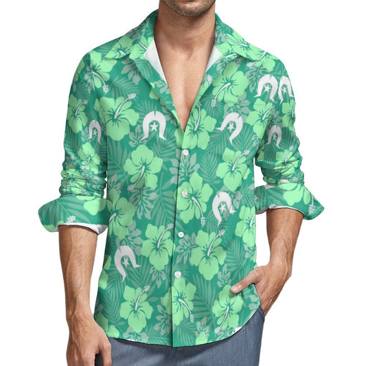 Hibiscus flowers with Dhari (Royal mint) on Men's Long Sleeve Shirt