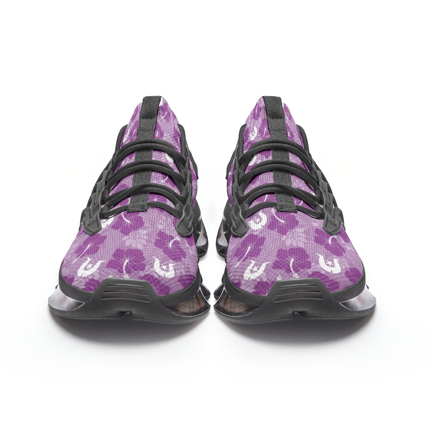 Hibiscus flowers with White Dhari (Royal purple) on Unisex Low Top Mesh Sneakers