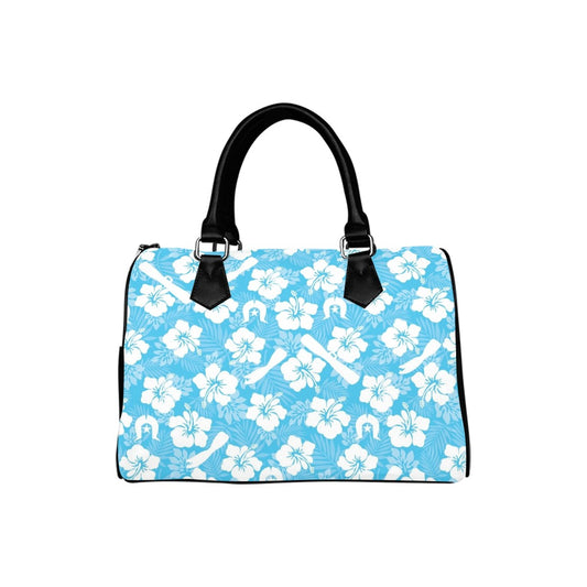 White Hibiscus flowers, Warup and Dhari on Handbag